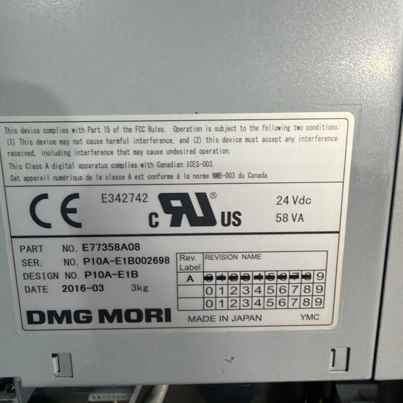 Used Mori Seiki MSX-501 complete pendant with KS-6MSL01A and fanuc A20B-2002-052