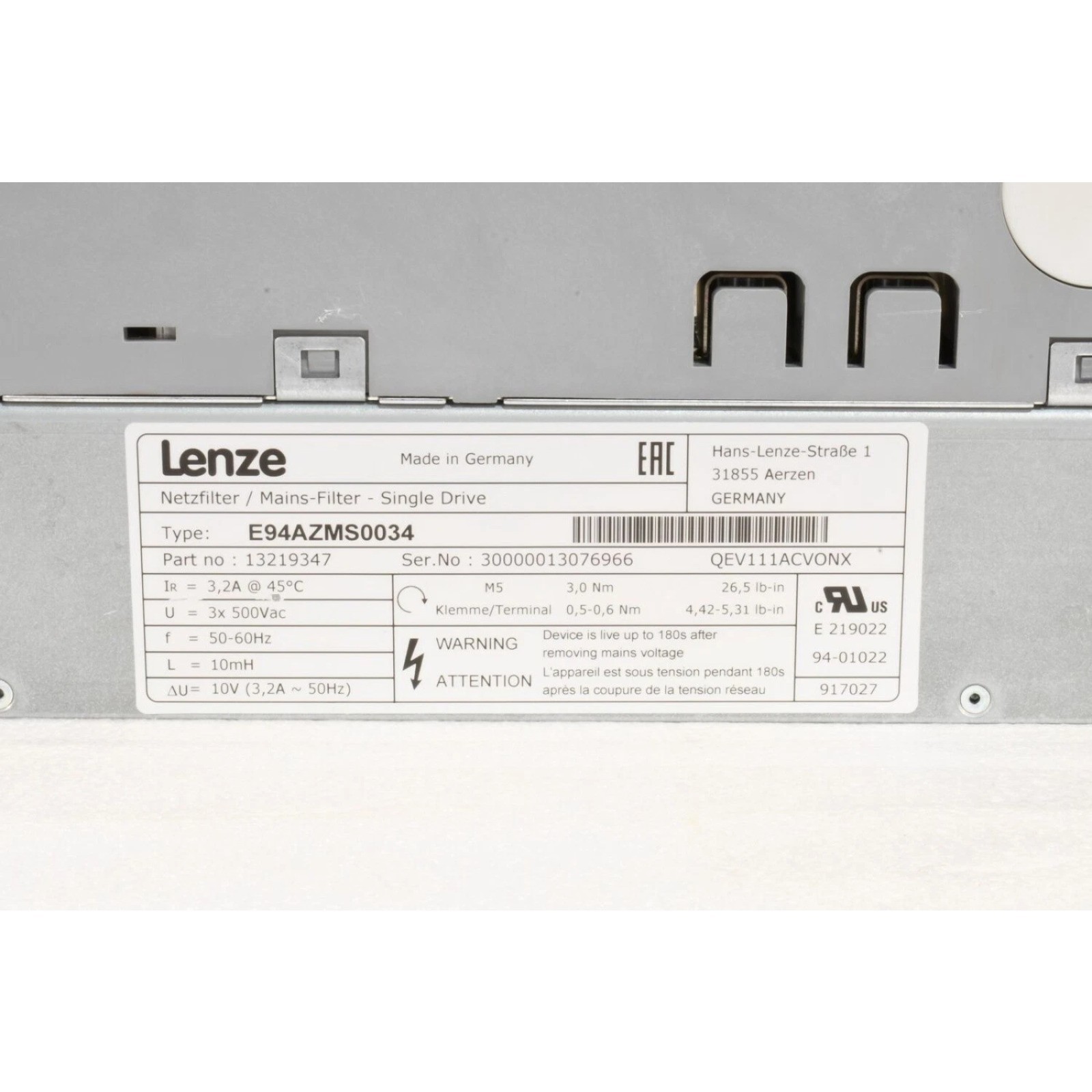 1PCS New Lenze servo drive E94ASHE0034