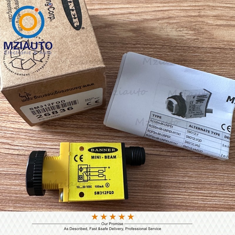 Photoelectric Sensor Fiber Optic Switch For Banner SM312FQD 26836 Mini Beam 4Pin