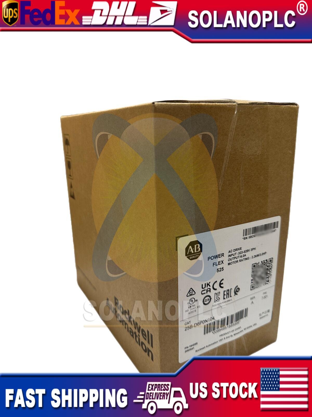 New Allen-Bradley 25B-D6P0N104 PowerFlex 525 AC Drive 480VAC 3 HP 2.2kW