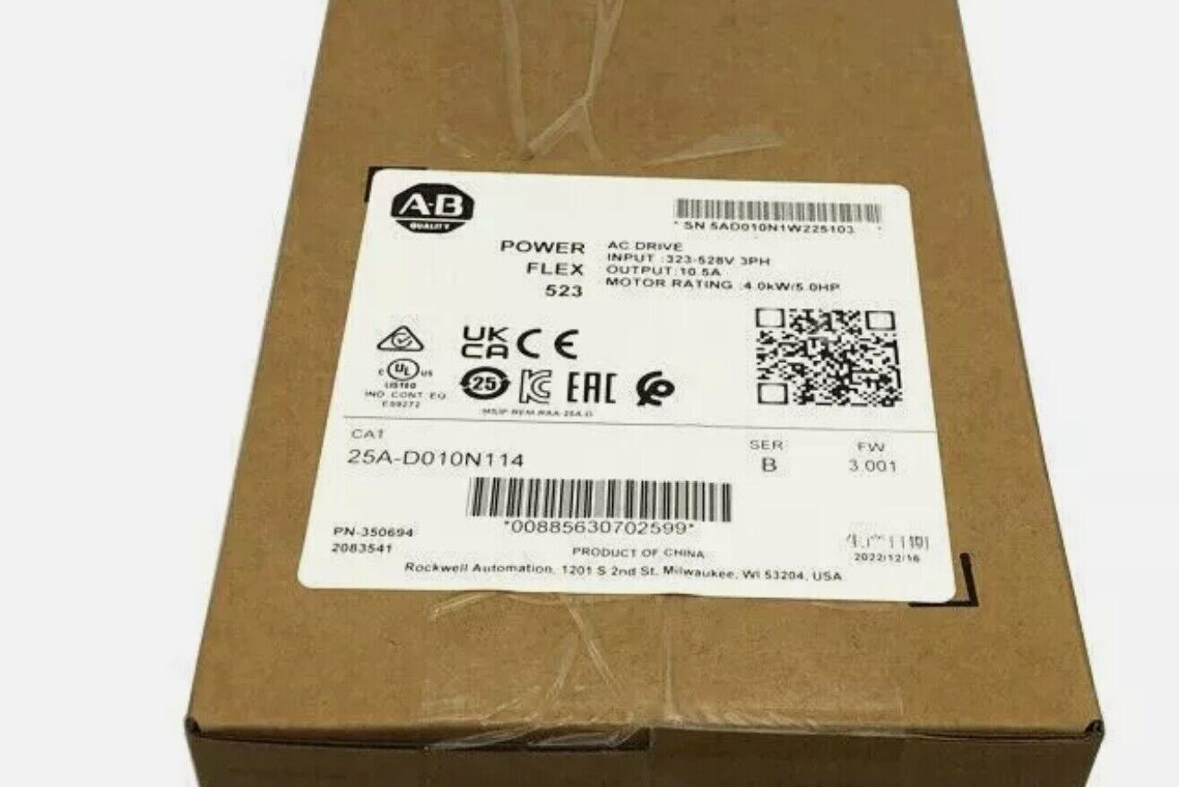 NEW PLC 25A-D010N114 New AB PowerFlex 523 4kW (5Hp) AC Drive 25A D010N114