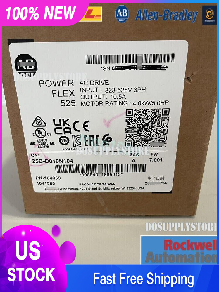 25B-D010N104 Surplus 25BD010N104 Powerflex 525 5 HP. sealed New 1pcs DO