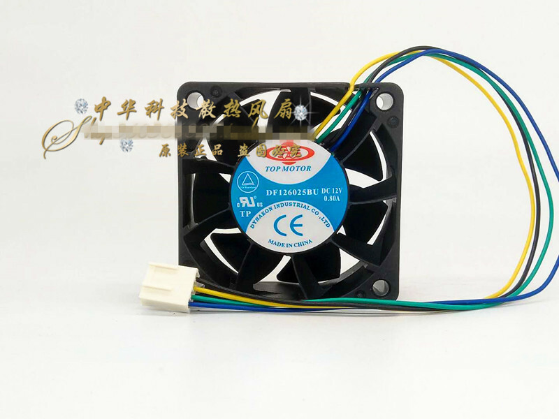 1PC TOP MOTOR DF126025BU 12V 0.80A 6CM 4-wire speed control cooling fan #