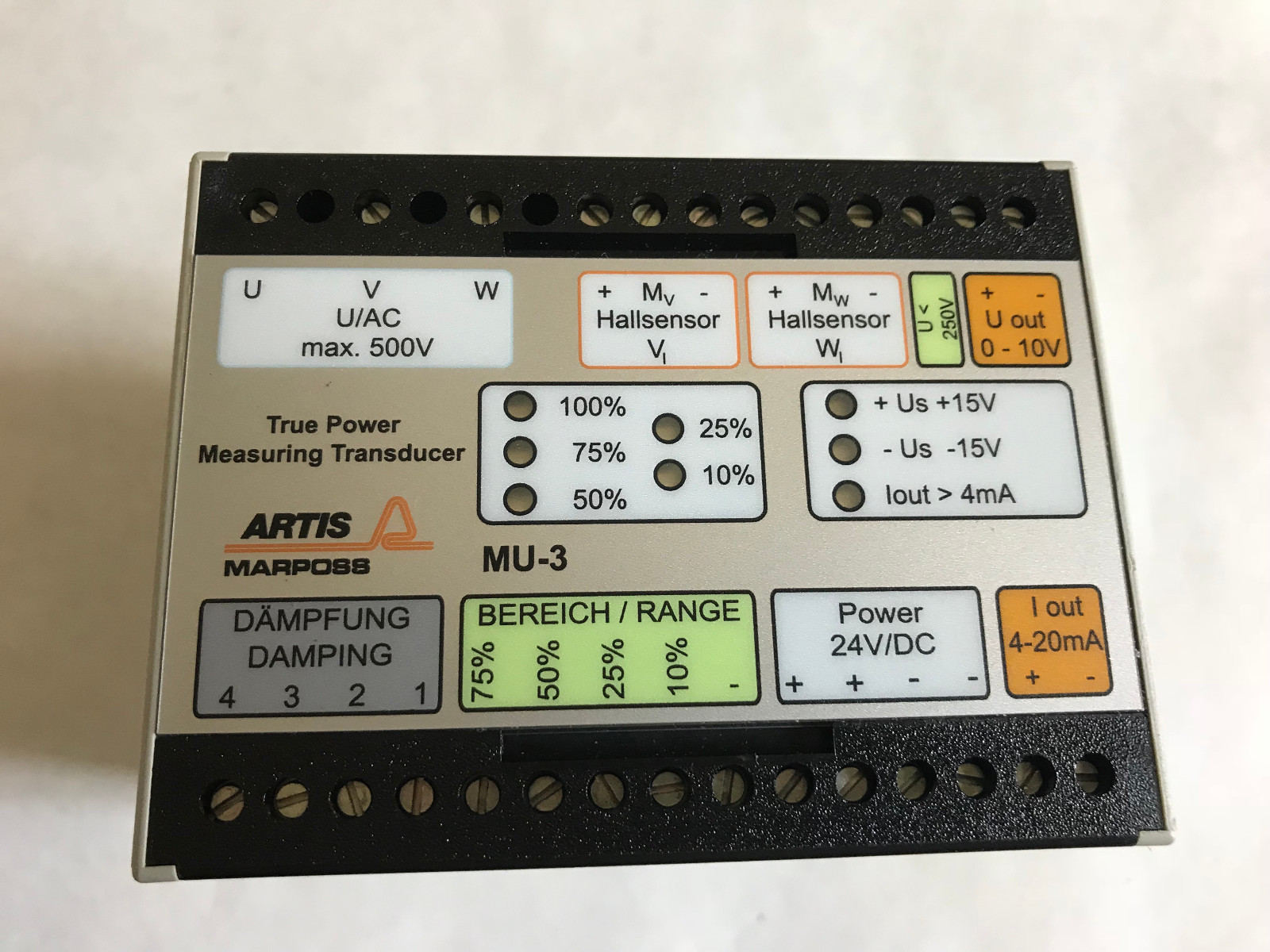 ARTIS MU3 MARPOSS MU3,1181326 ARTIS 0300 AMPLIFIER MEASUREMENT CONVERTER,500V,AH