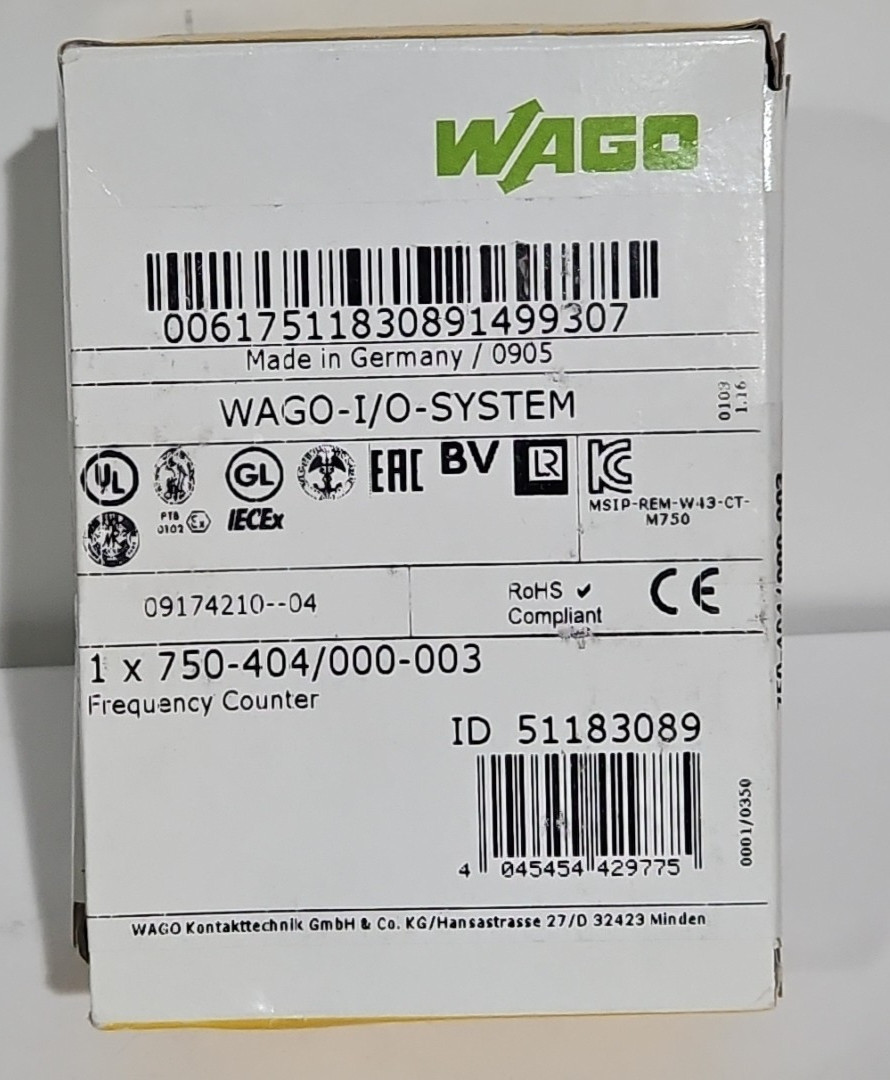 New Wago I/O System 750-404 / 000-003 Frequency System Counter Module Unit Box