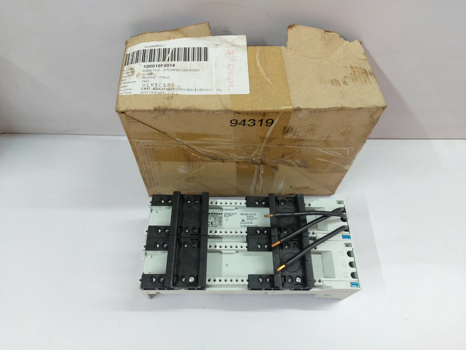 Wohner 32432 Fuse Adapter Iec 61439-1 690V 25A 6Kv