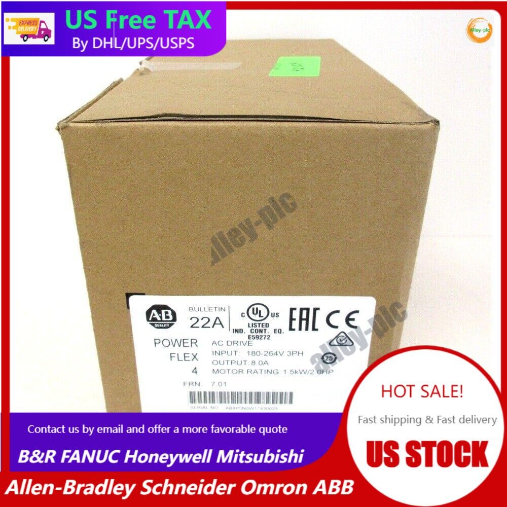 AB 22A-B8P0N104 Allen-Bradley 22AB8P0N104 1.5kW PowerFlex 4 AC Drive US Free Tax