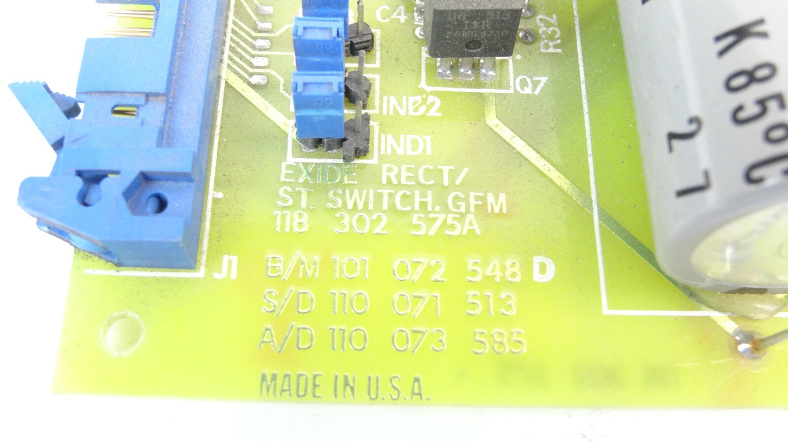 Exide 101072548 Rev D Rectifier / Static Switch Board PCB Assembly