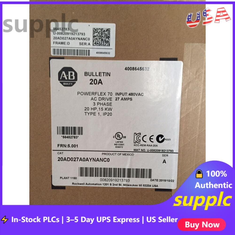 20AD027A0AYNANC0 Allen Bradley PowerFlex 70 AC Drive US Free Tax