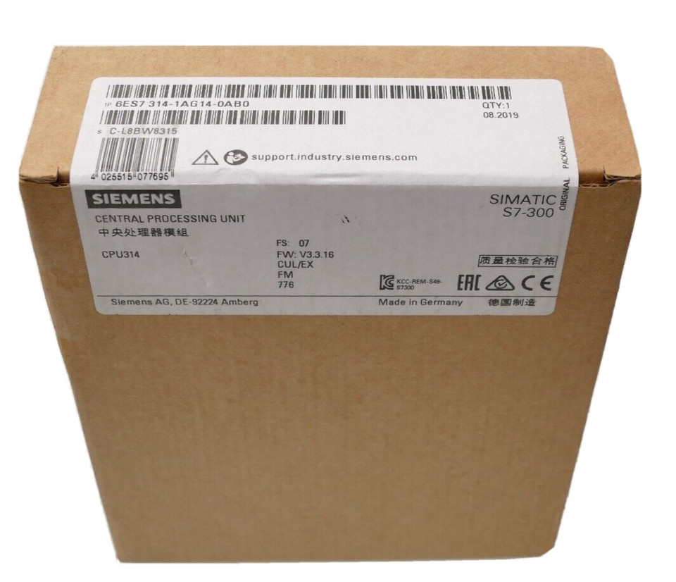 1PC NEW SIEMENS S7-300 CPU 314 6ES7314-1AG14-0AB0 1AG14-OABO