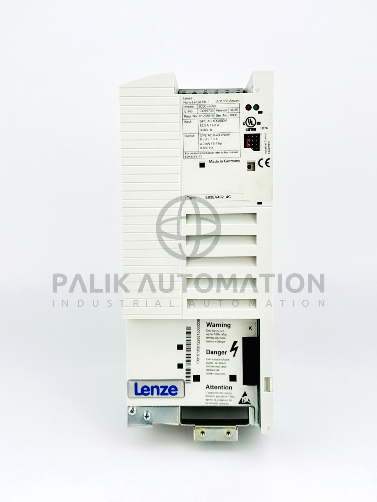 LENZE E82EV402K4C E82EV402_4C INVERTER 8200 SERIES 4.0kW 13015735 3D35 NEW