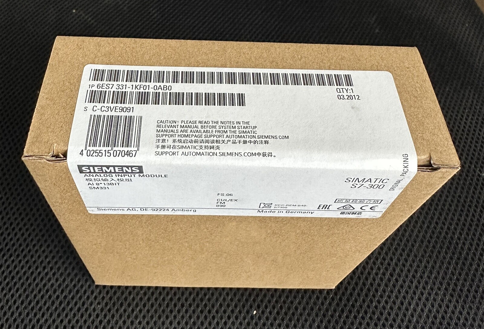 6ES7 331-1KF01-0AB0 1PCS NEW SIEMENS Analog Input Module 6ES7331-1KF01-0AB0