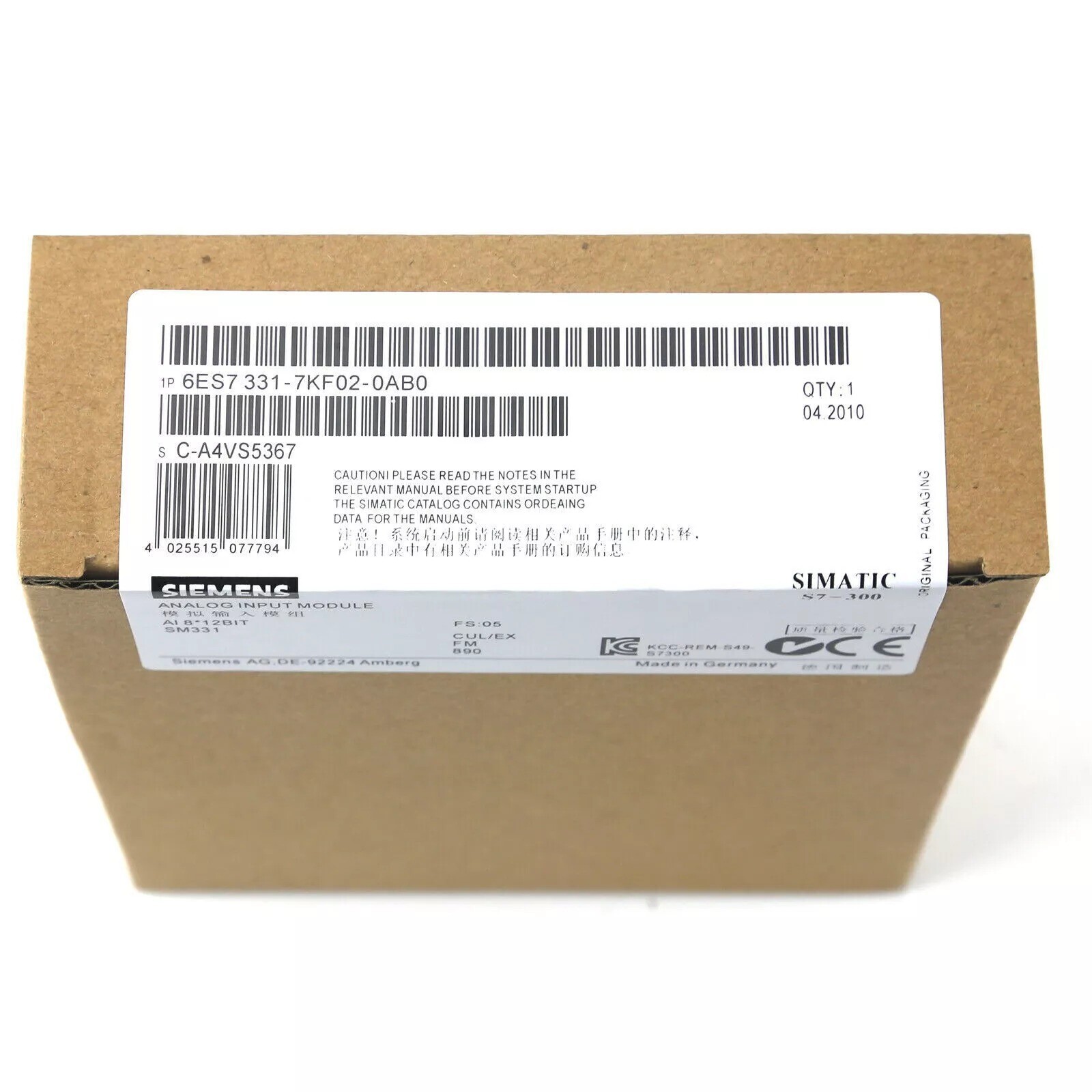 New Siemens 6ES7 331-7KF02-0AB0 6ES7331-7KF02-0AB0 SM 331 analog input modules