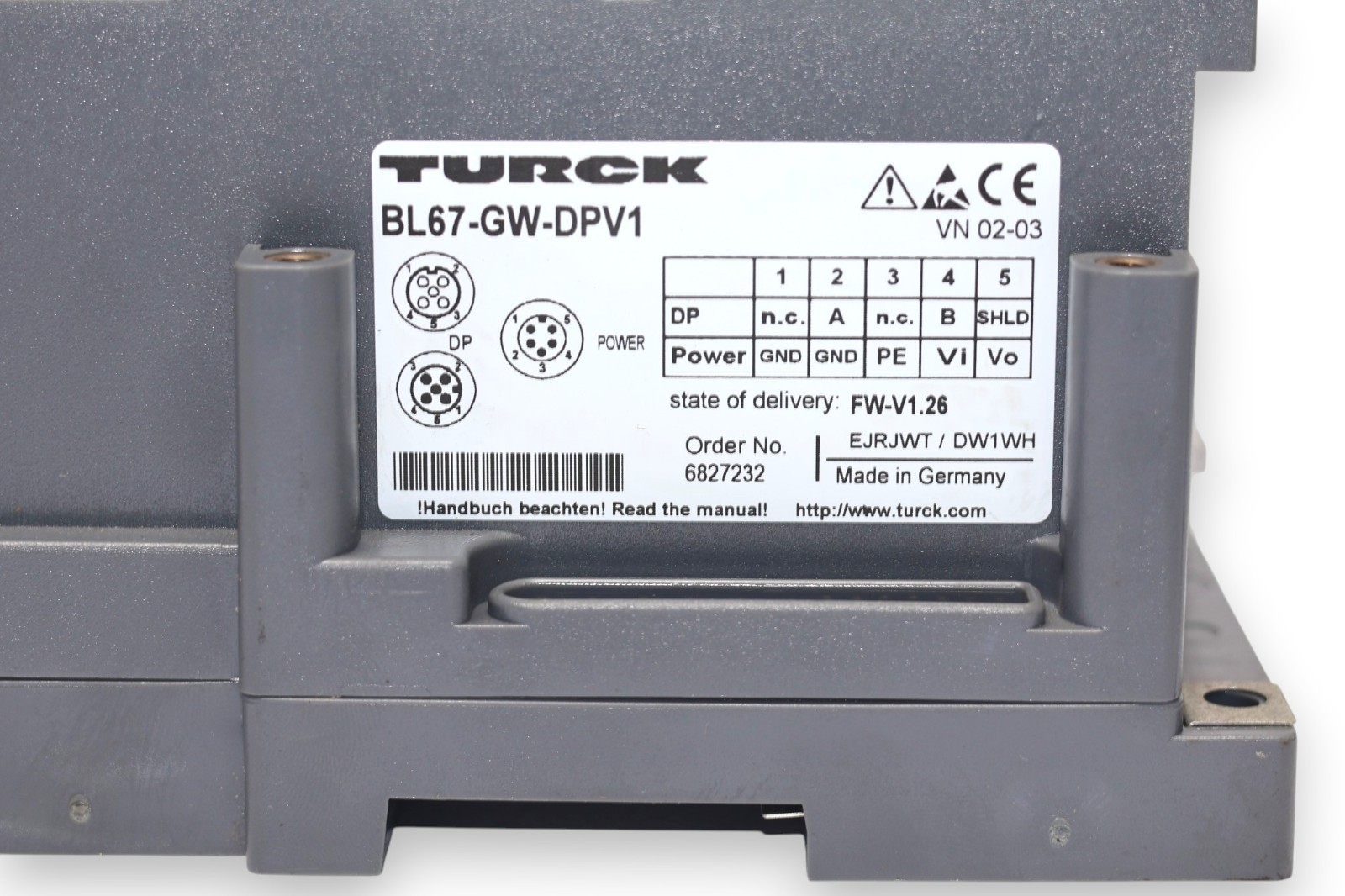 TURCK BL67-GW-DPV1 I/O MODULE