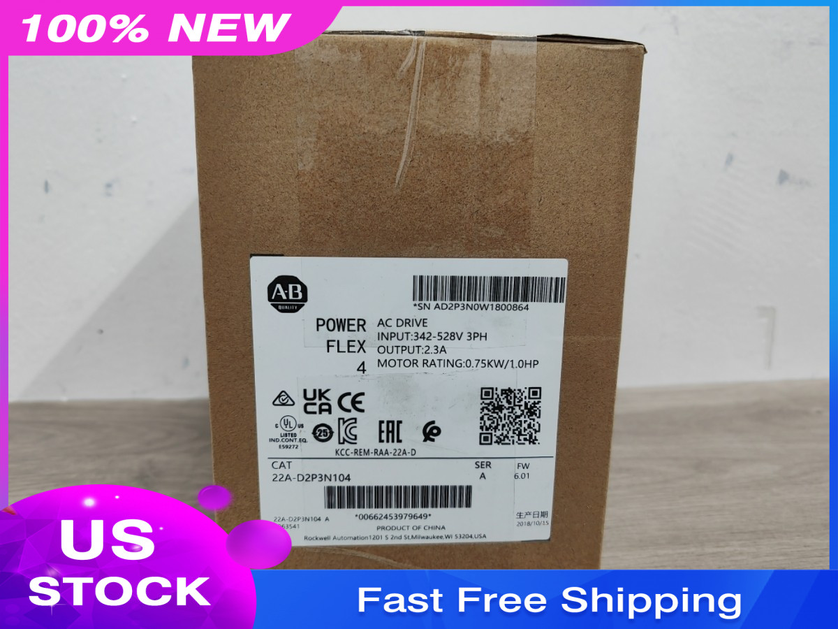 22AD2P3N104 Allen-Bradley 22A-D2P3N104 /A 4 0.75 kW 1 HP AC Drive US Free Tax