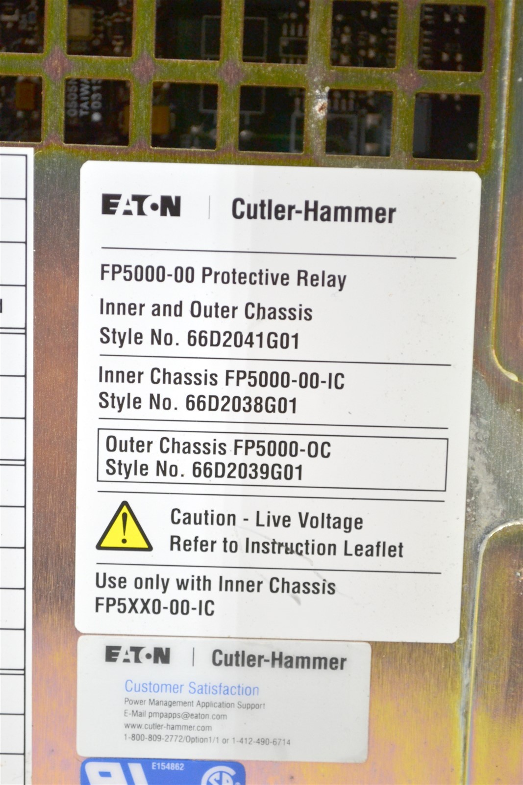 Eaton Cutler Hammer FP5000-00 Feeder Protection Relay FP-5000 66D2041G01 5A 125V