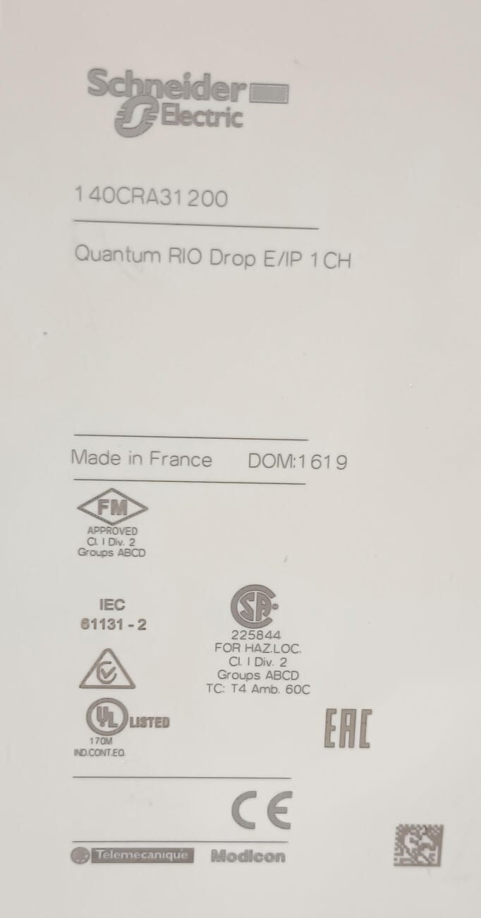 Schneider Electric 140CRA31200 Modicon Quantum RIO Drop E/IP 1CH adaptor