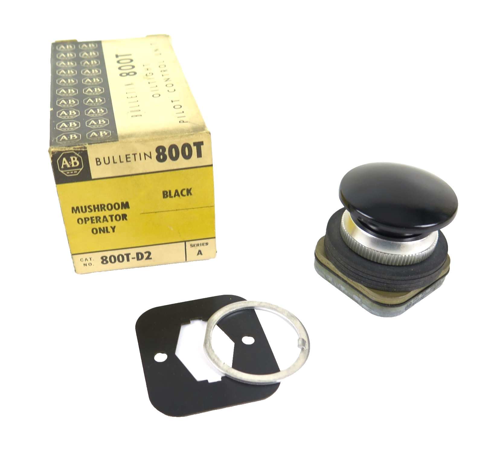 Allen Bradley 800T-D2 Black Push Button Mushroom Switch Series A Type 4, 13 NOS