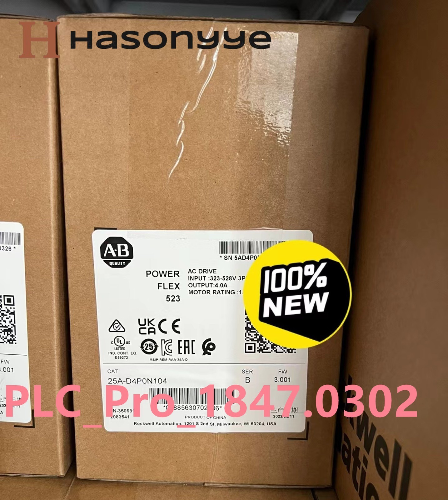 1PC New Allen-Bradley 25A-D4P0N104 PowerFlex 523 1.5kW 2Hp AC Drive