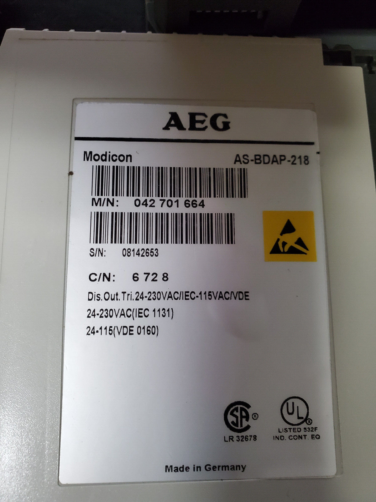 AEG SHNEIDER MODICON PC-A984-145 COMP 984 CPU +backplane, Discriete I/O modules