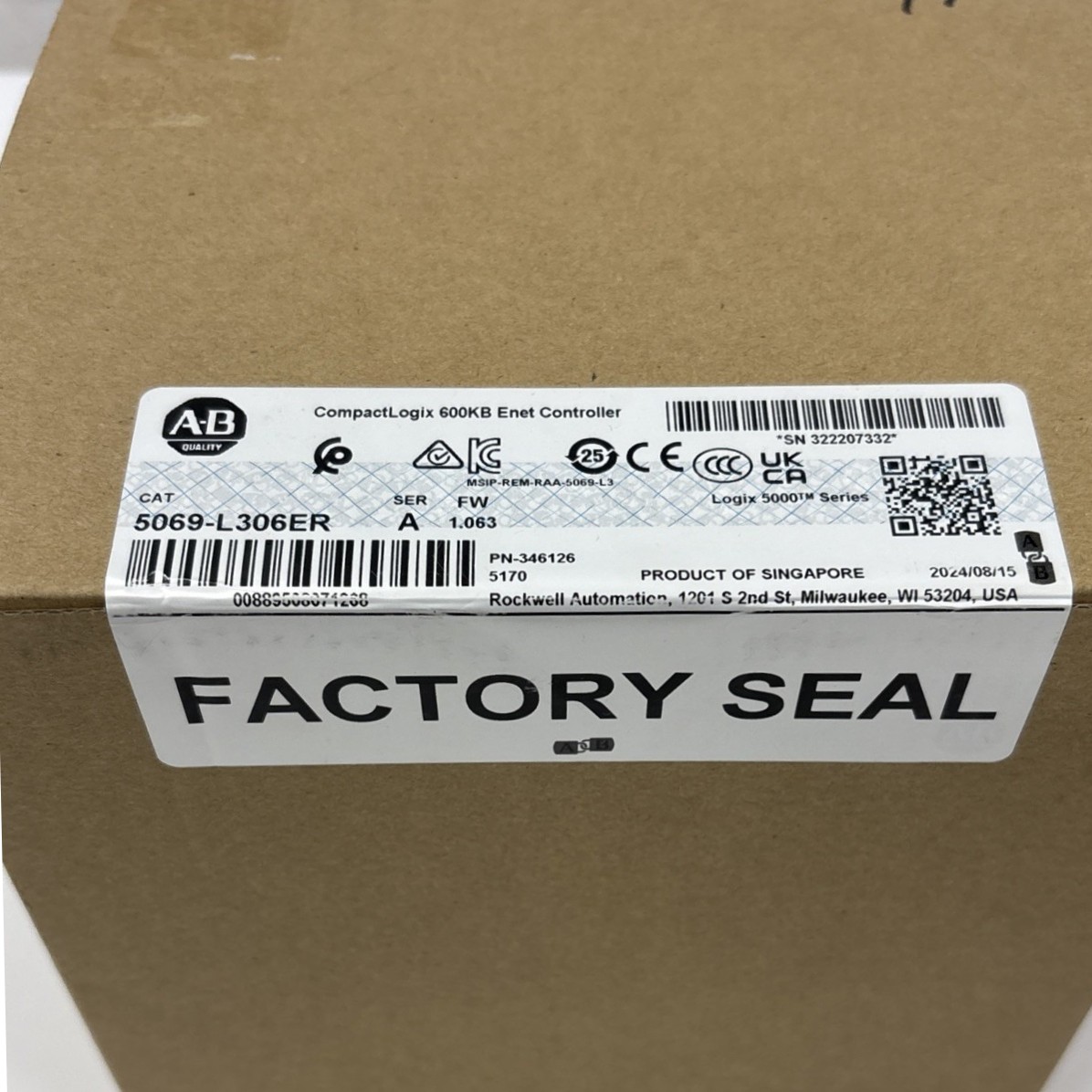 New Allen-Bradley 5069-L306ER CompactLogix 600KB Enet Controller
