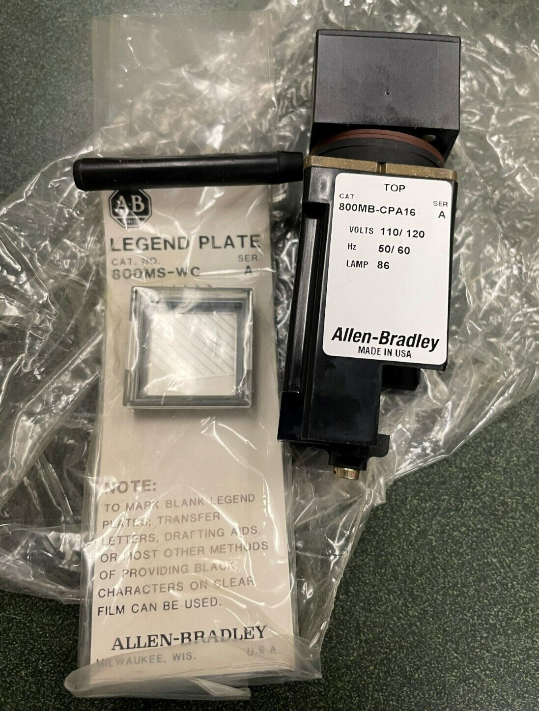 ALLEN BRADLEY SMALL SQUARE ILLUM. PILOT LIGHT 800MB-CPA16 SERIES A