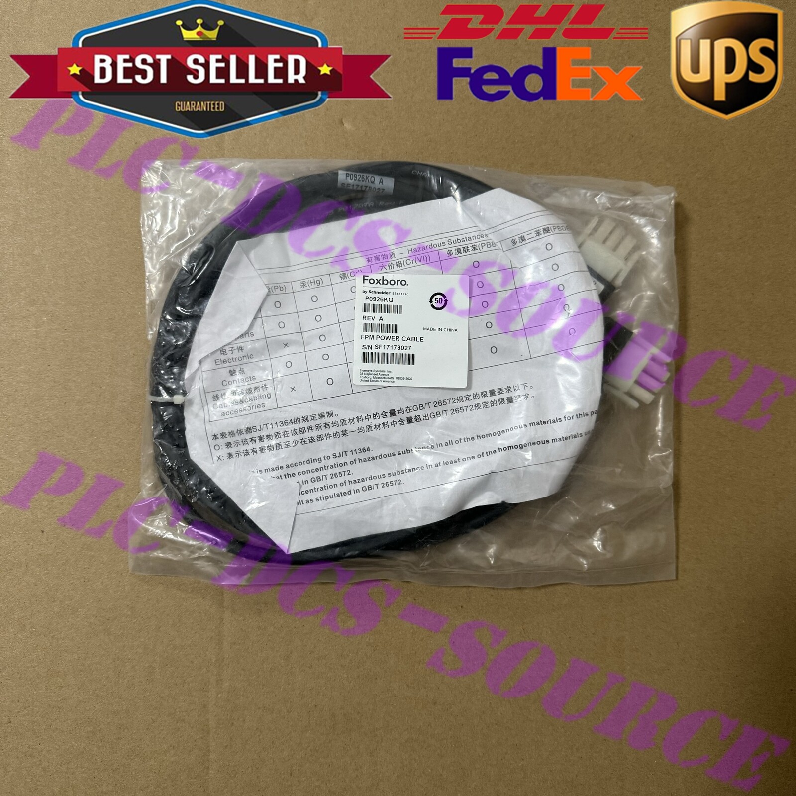 P0926KQ Foxboro Rev A FPM Power Cable 1x By DHL/UPS/FEDEX