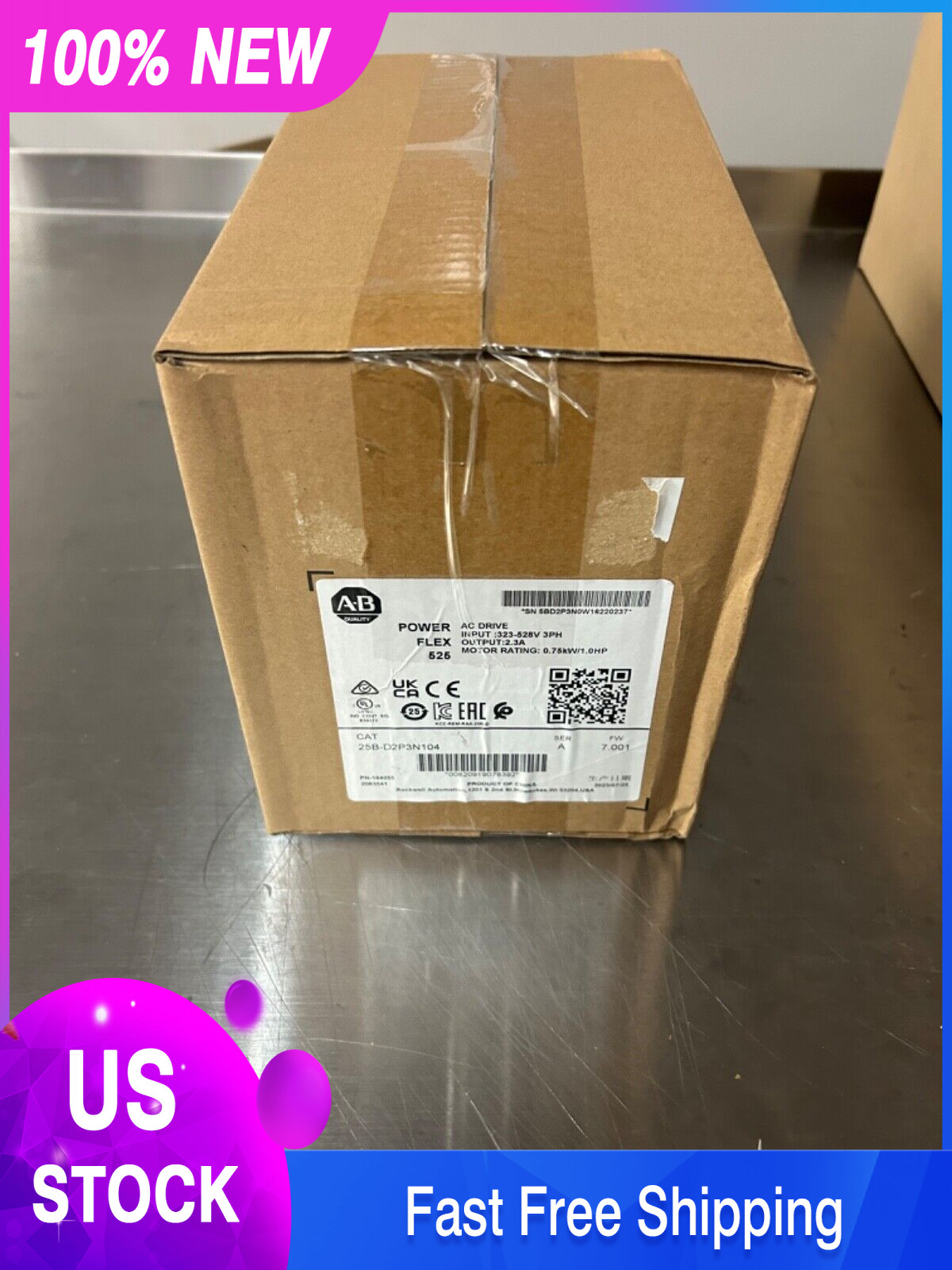 allen bradley 25b-d2p3n104 powerflex 525 0.75k Ac Drive