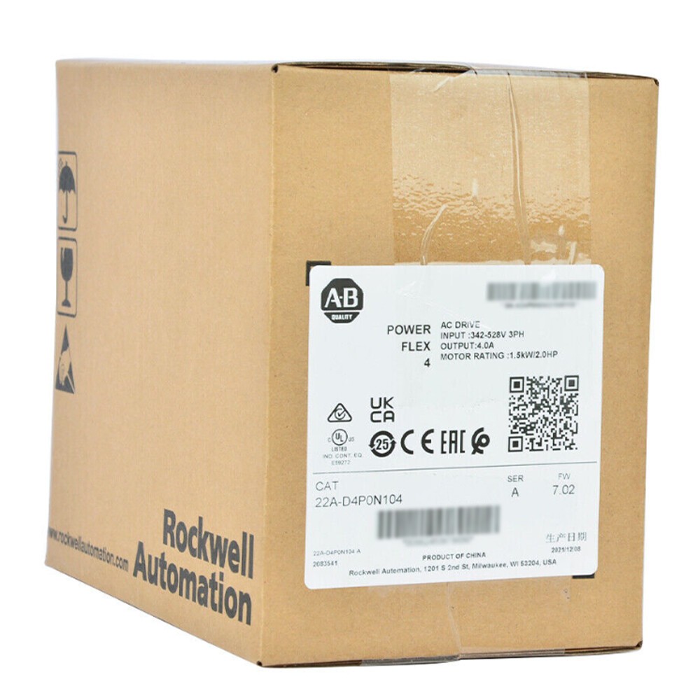 New 2022 AB 22A-D4P0N104 PowerFlex 4 1.5 kW 2 HP AC Drive 22AD4P0N104