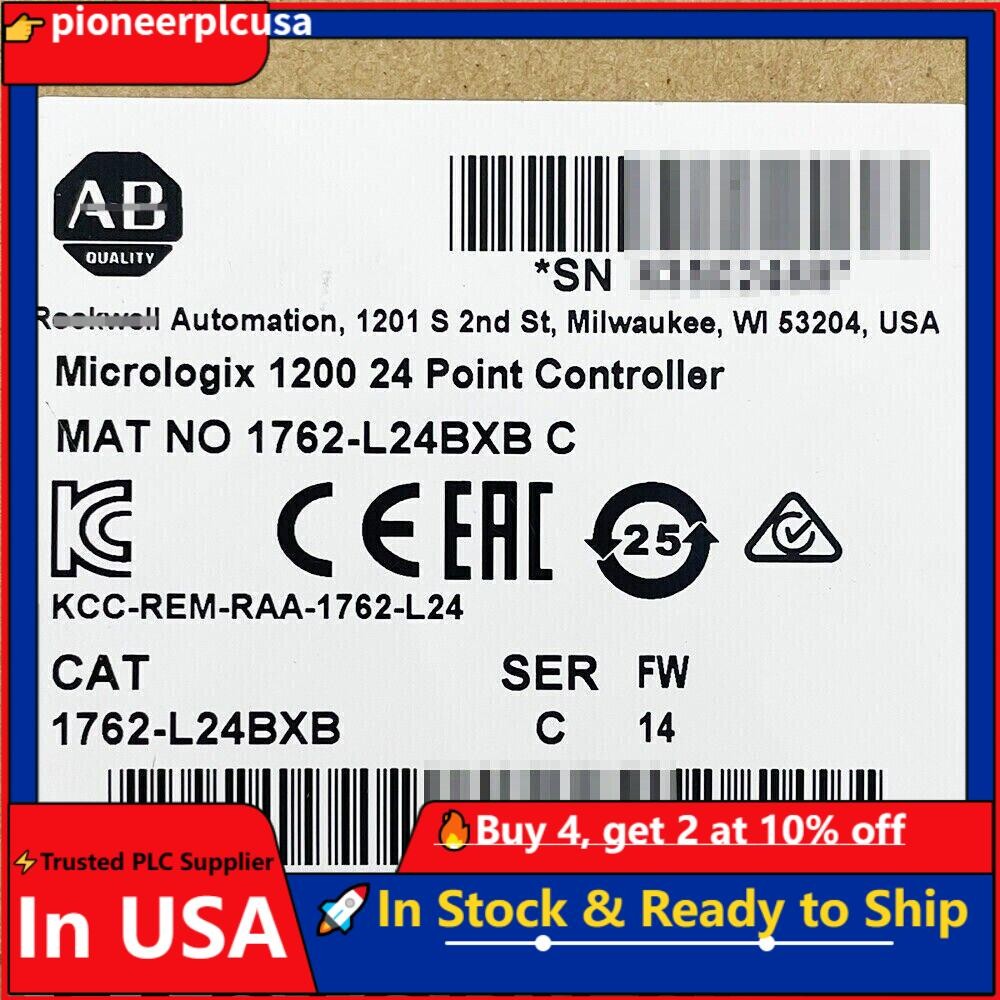 New AB 1762-L24BXB MicroLogix 1200 24 Point Controller 1762L24BXB US Free Tax