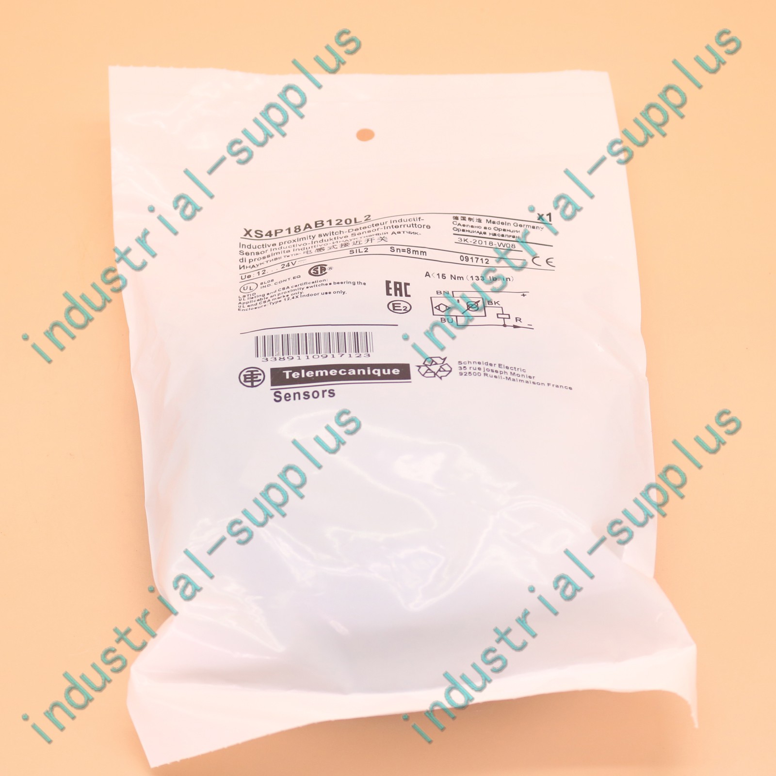 one New Schneider XS4P18AB120L2 Inductive Proximity Sensor Fast Ship