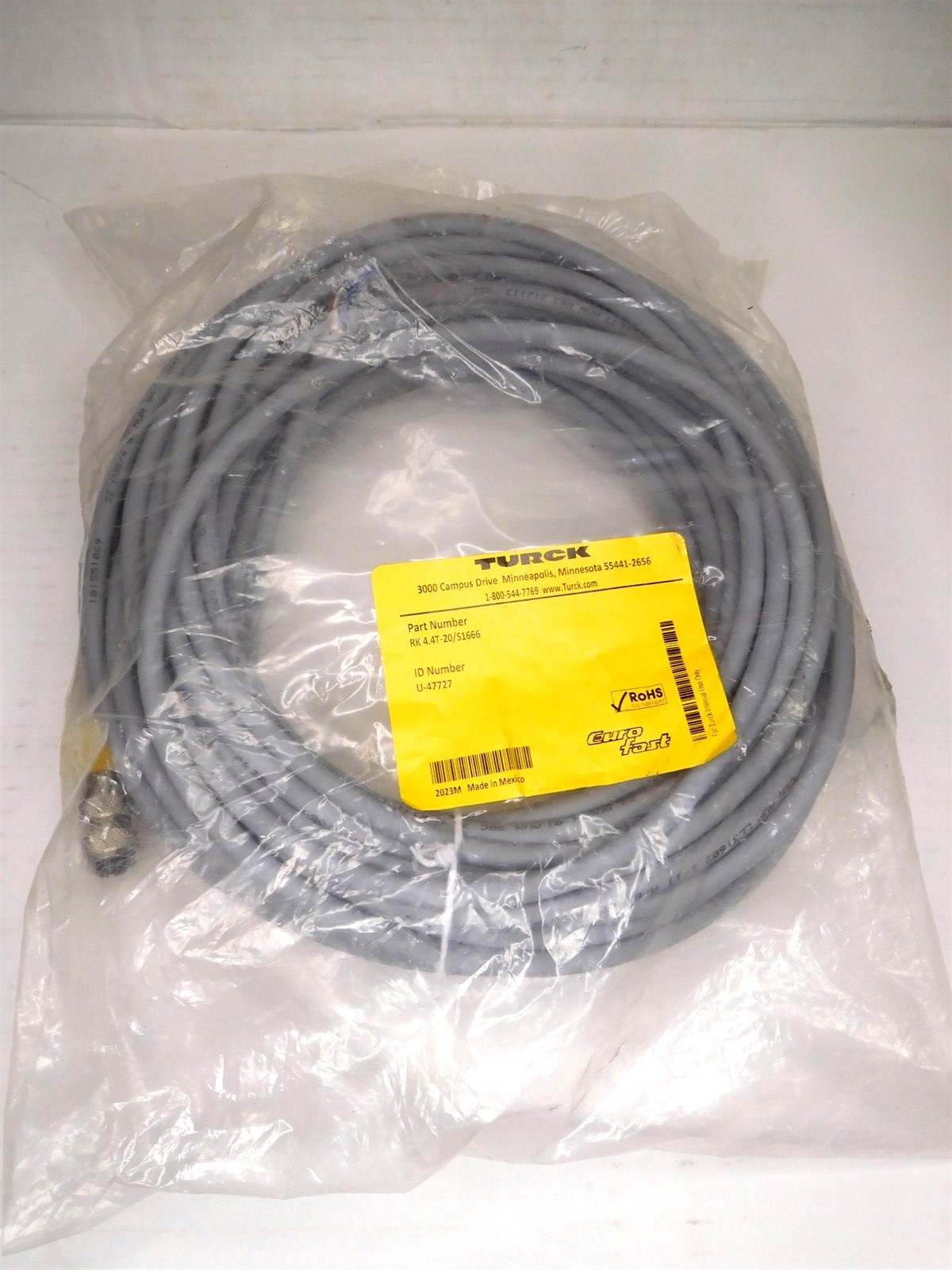 Turck RK 404T-20/S1666 Sensor Switch EuroFast Open Ended Cordset (S9-5)