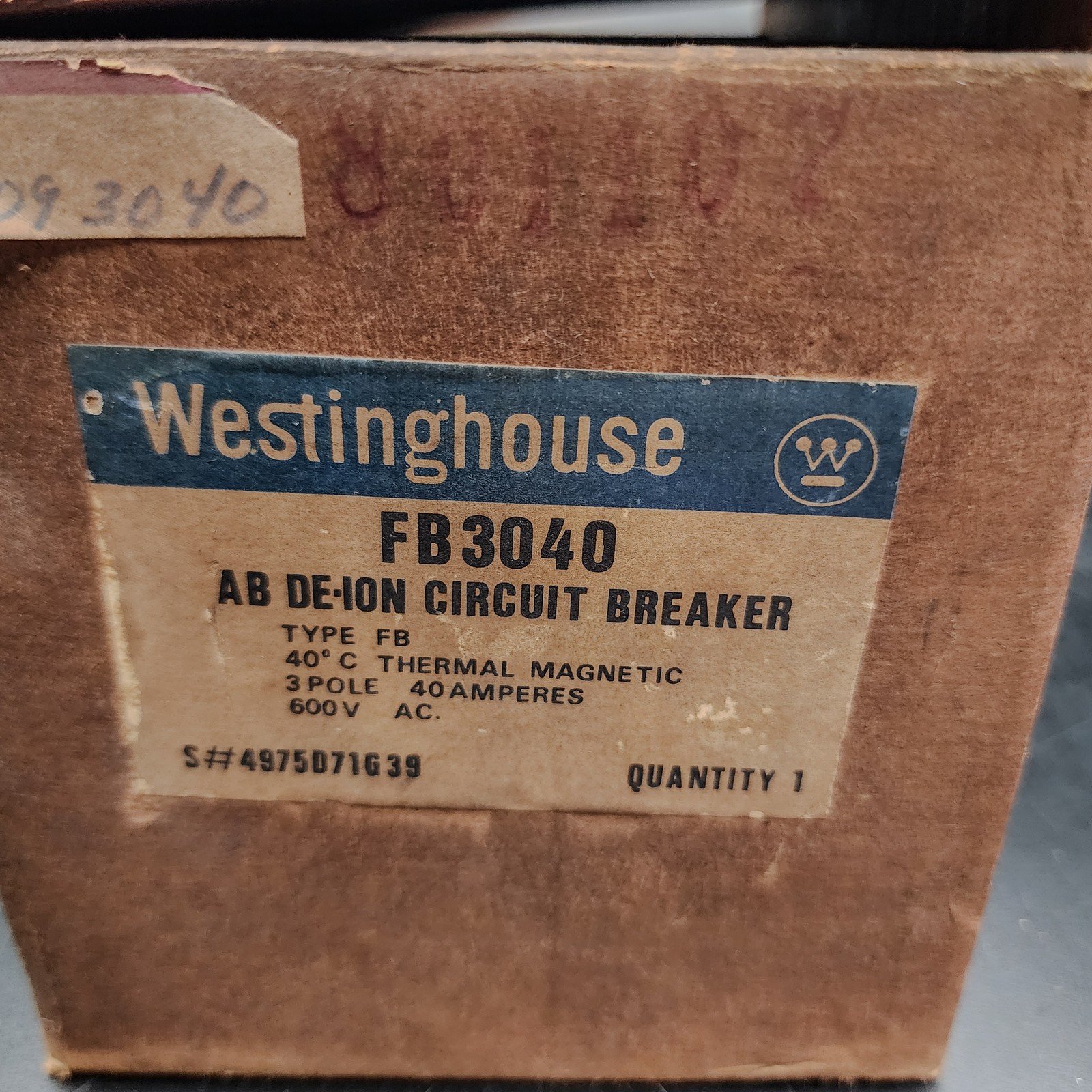 Eaton Cutler-Hammer FB3040 Circuit Breaker 40A 3-Pole 600V AC Westinghouse⚡