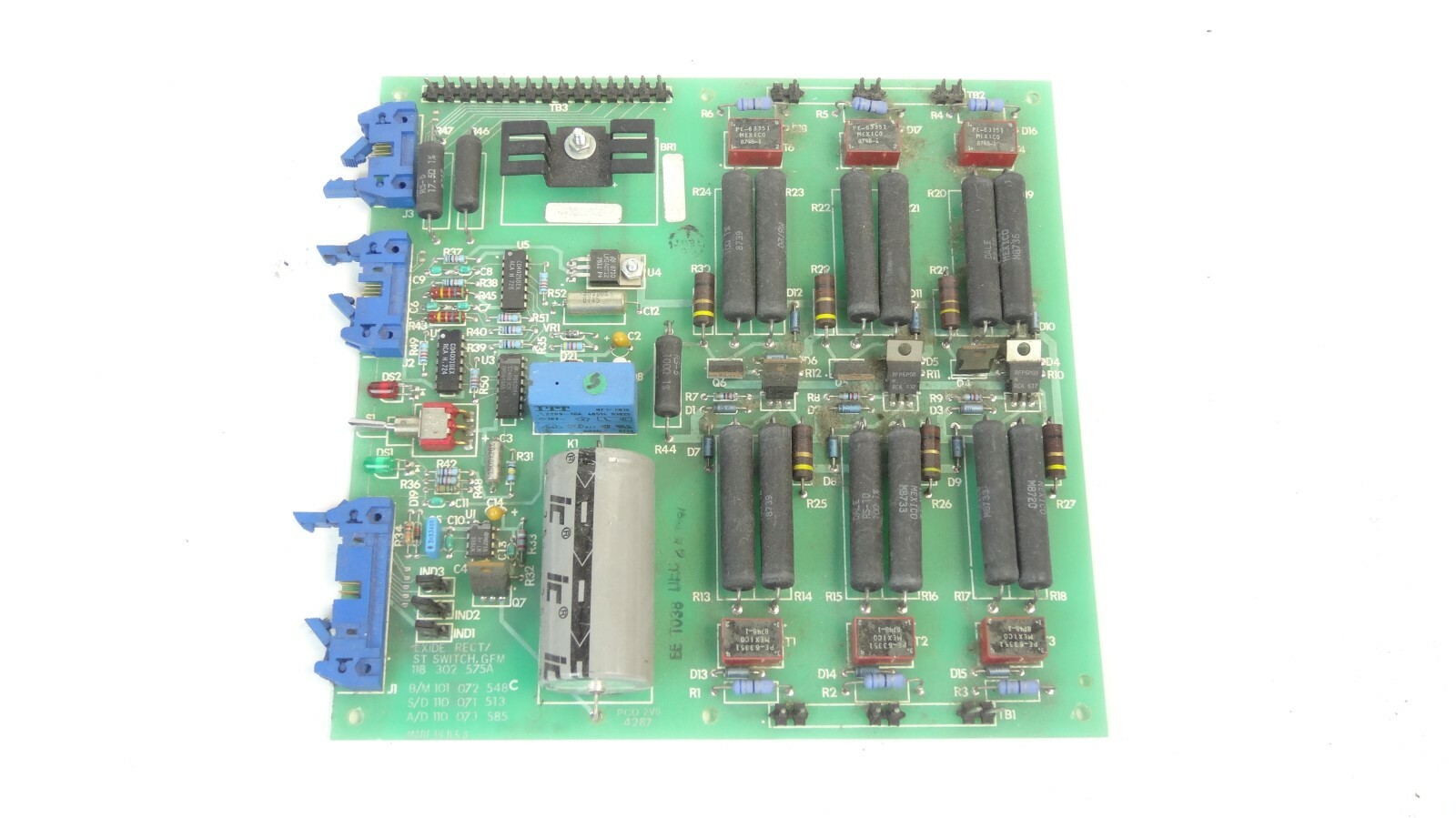 Exide 101072548 Rev C Rectifier / Static Switch Board PCB Assembly