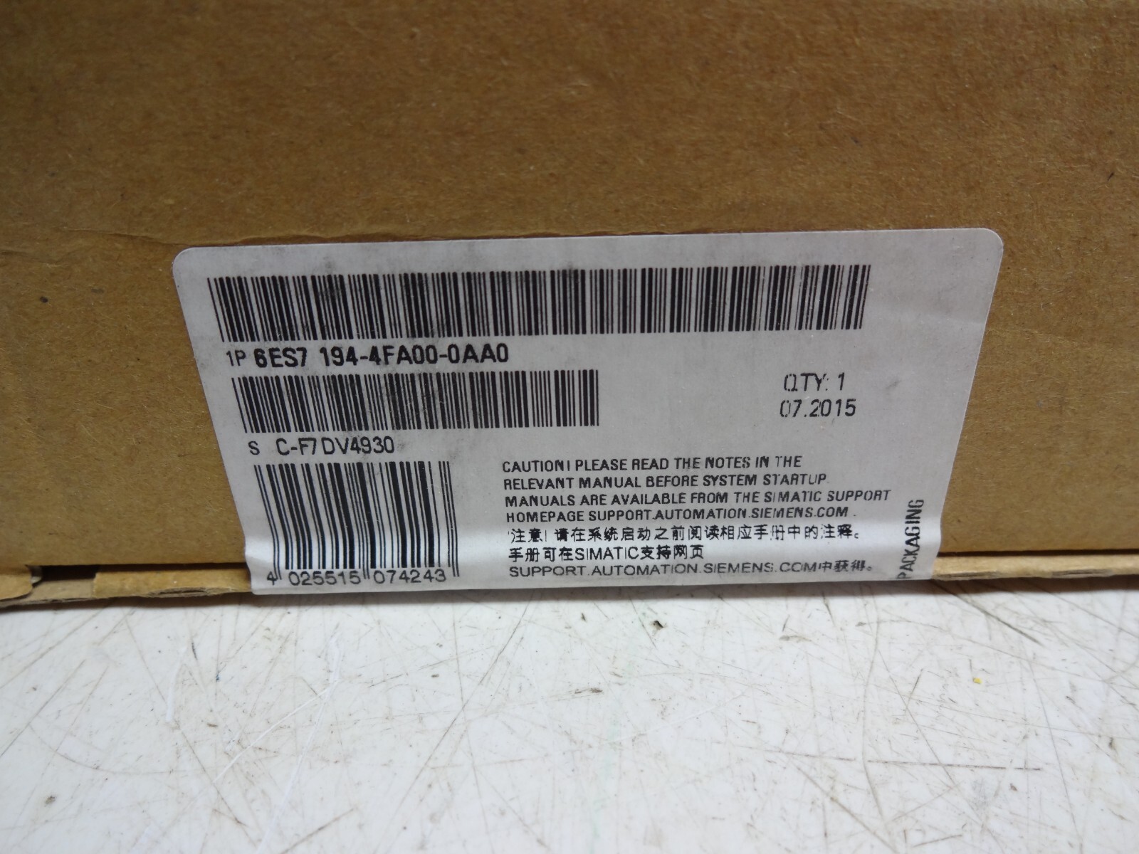 New Siemens SIMATIC 6ES71944FA000AA0 ET 200PRO 6ES7 194-4FA00-0AA0 Sealed