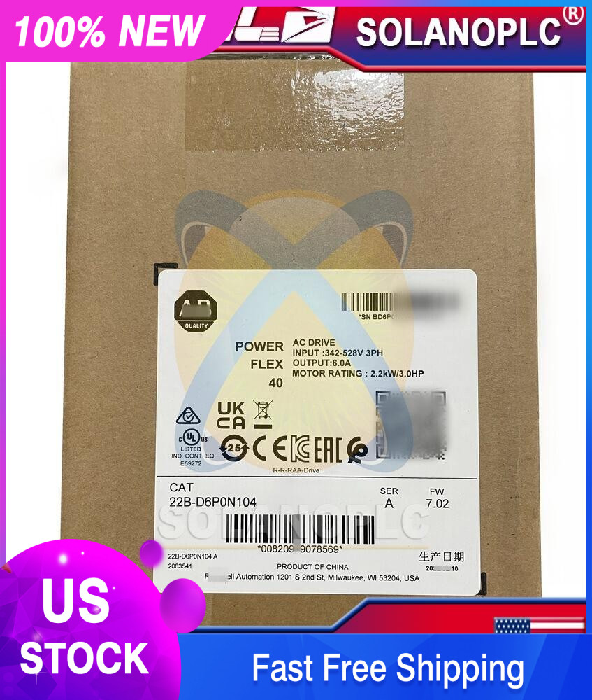 22B-D6P0N104 New 22BD6P0N104 PowerFlex 40- 2.2 kW (3 HP) AC Drive 1pcs
