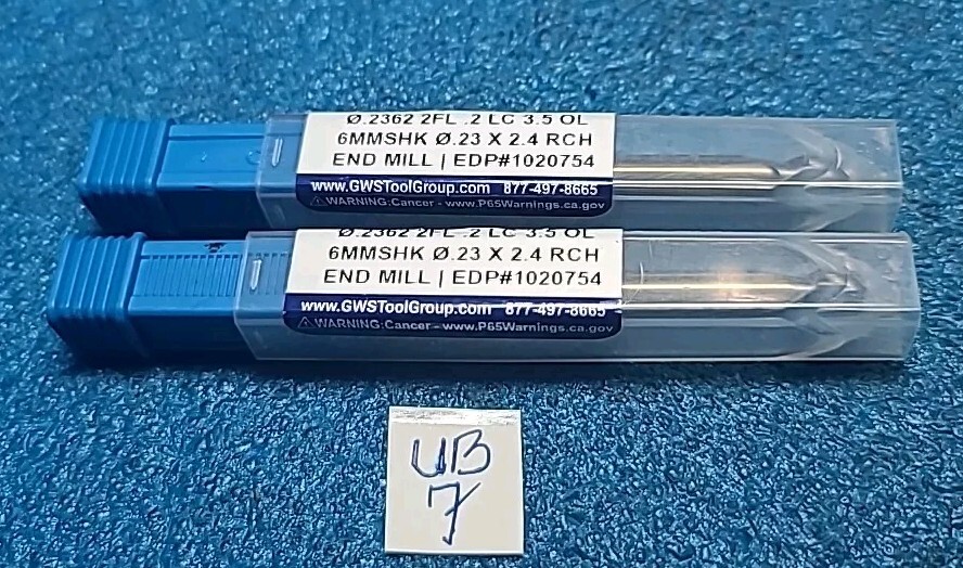 GW .2362 2FL .2 LC 3.5 OL 6 MM SHK .23 X 2.4 RCH END MILL 2 PCS