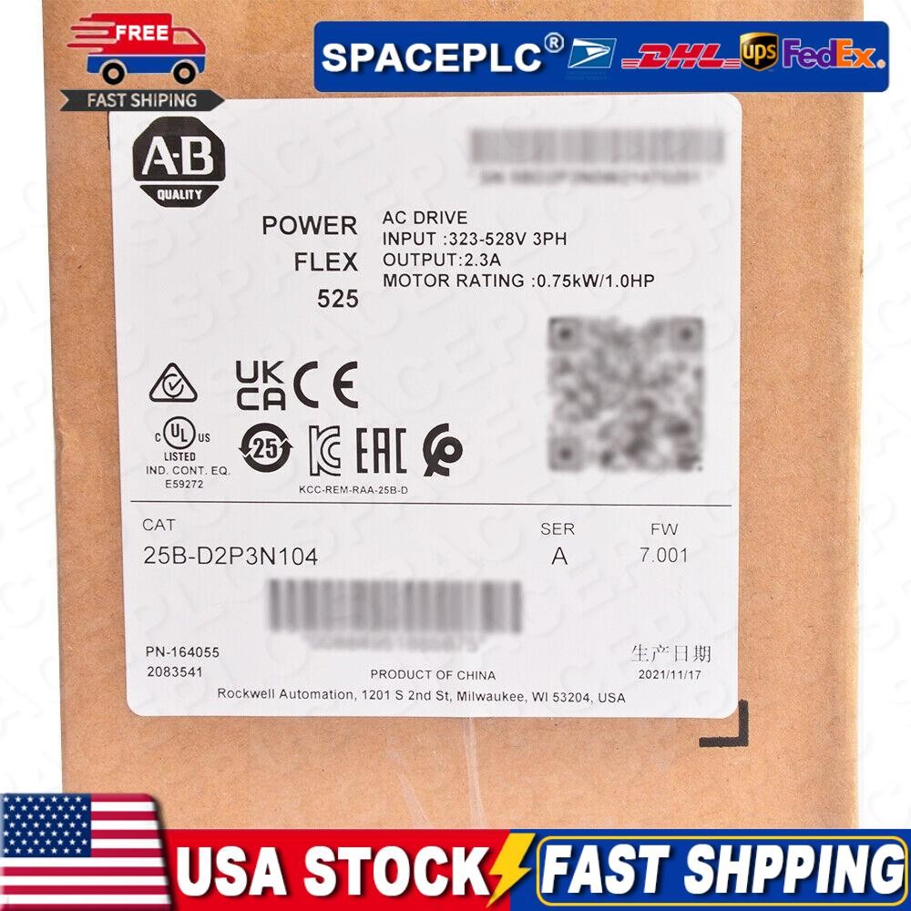 AB 25B-D2P3N104 SER A PowerFlex 525 0.75kW 1Hp AC Drive US Free Tax