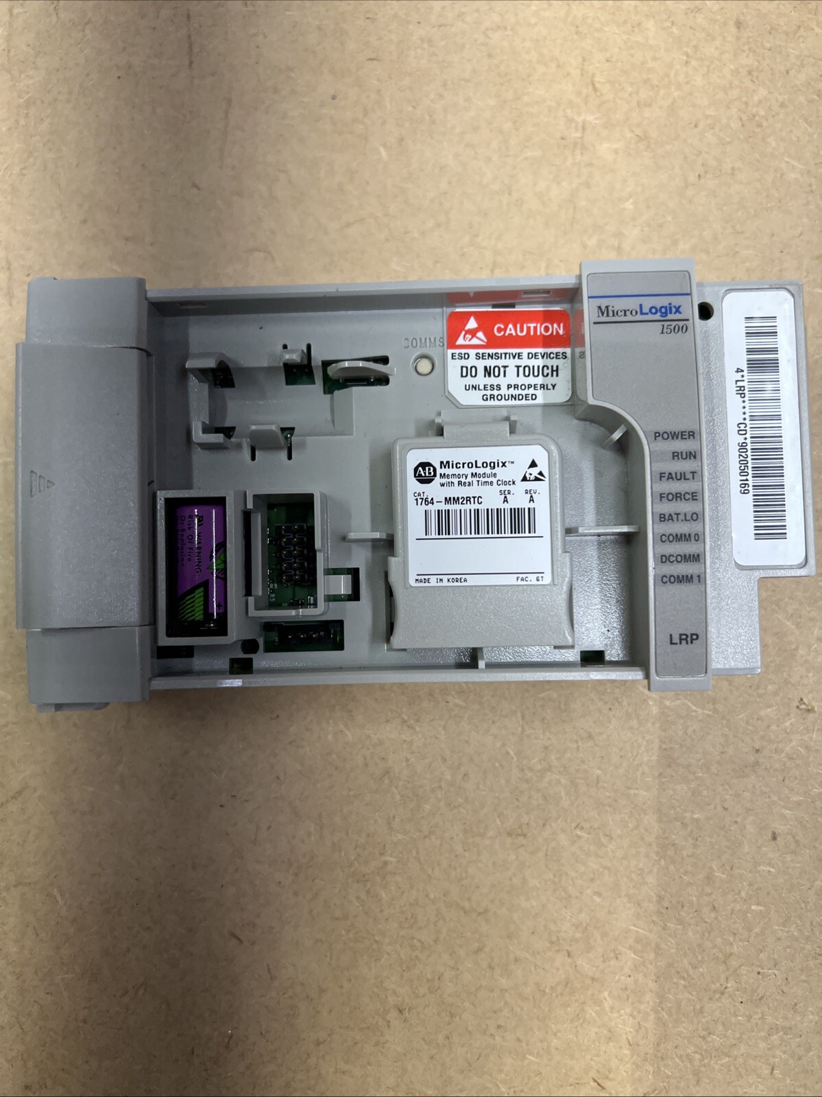 Allen Bradley 1764-LRP MicroLogix 1500 CPU W/ 1764- MM2RTC Memory Module RTC MM2