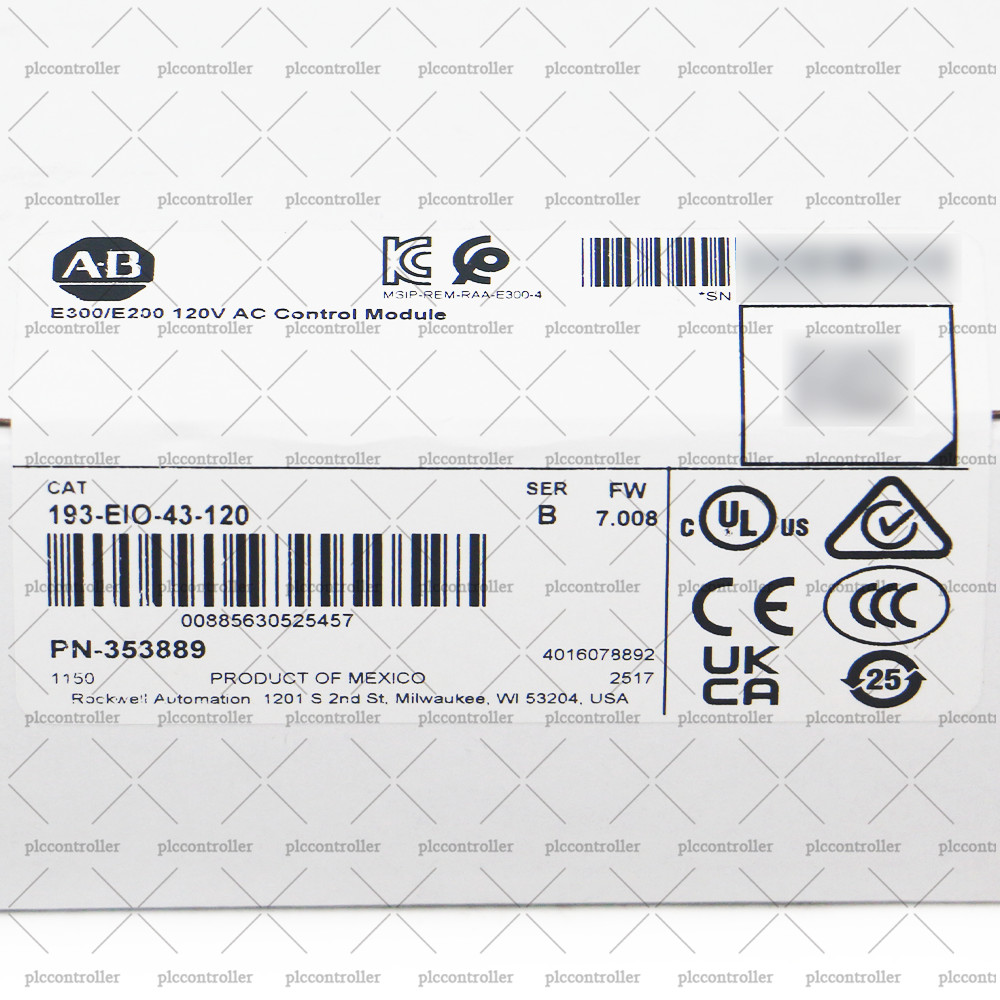 NEW AB 193-EIO-43-120 E300/E200 120V AC Control Module 120V AC