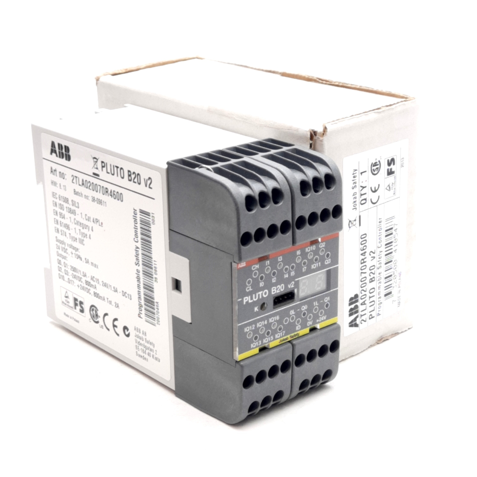 ABB Jokab Safety 2TLA020070R4600 Safety Controller, 24VDC 5A, 16 Input 4 Output