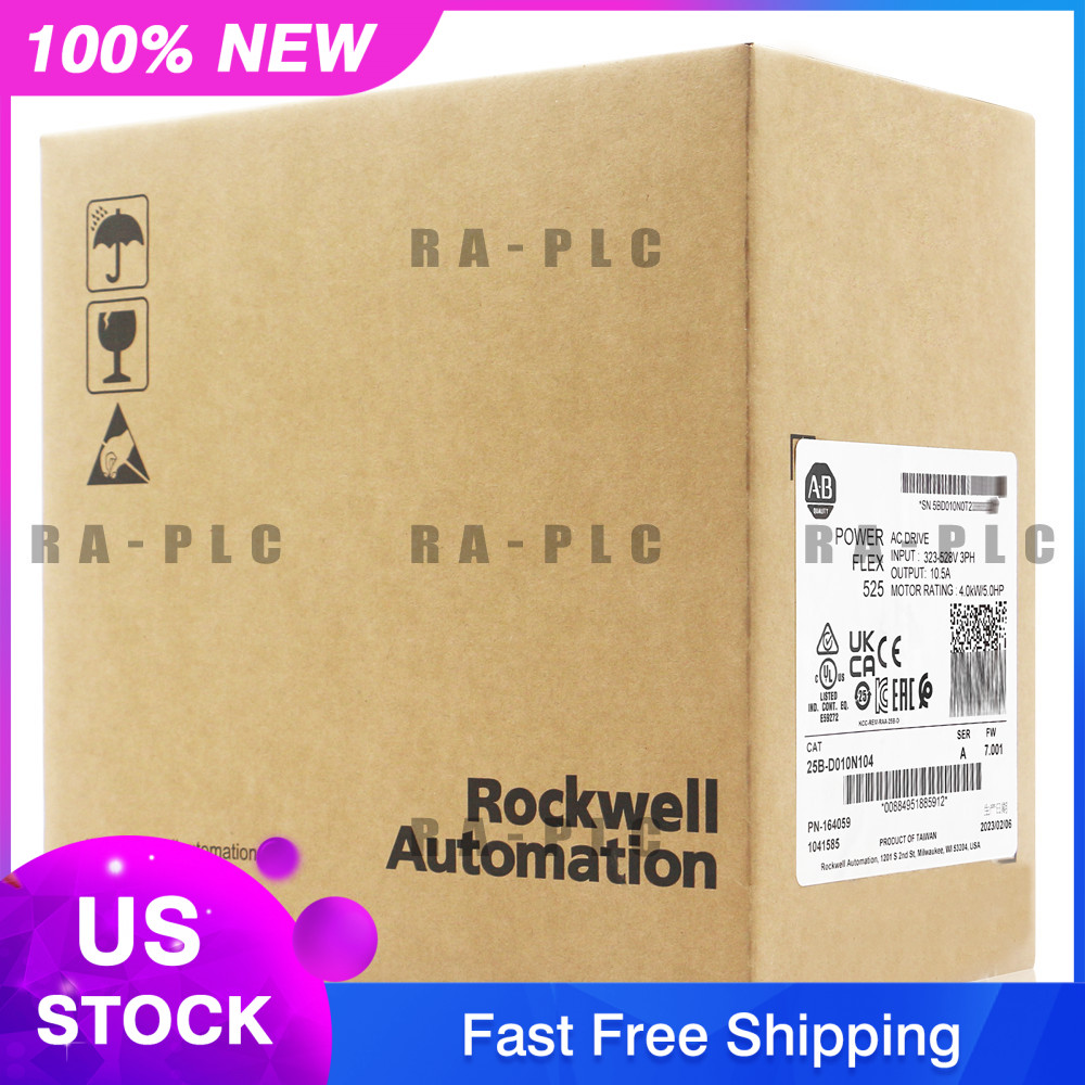 New Allen Bradley 25B-D010N104 /A Powerflex 525 AC Drive 5HP 4.0KW us