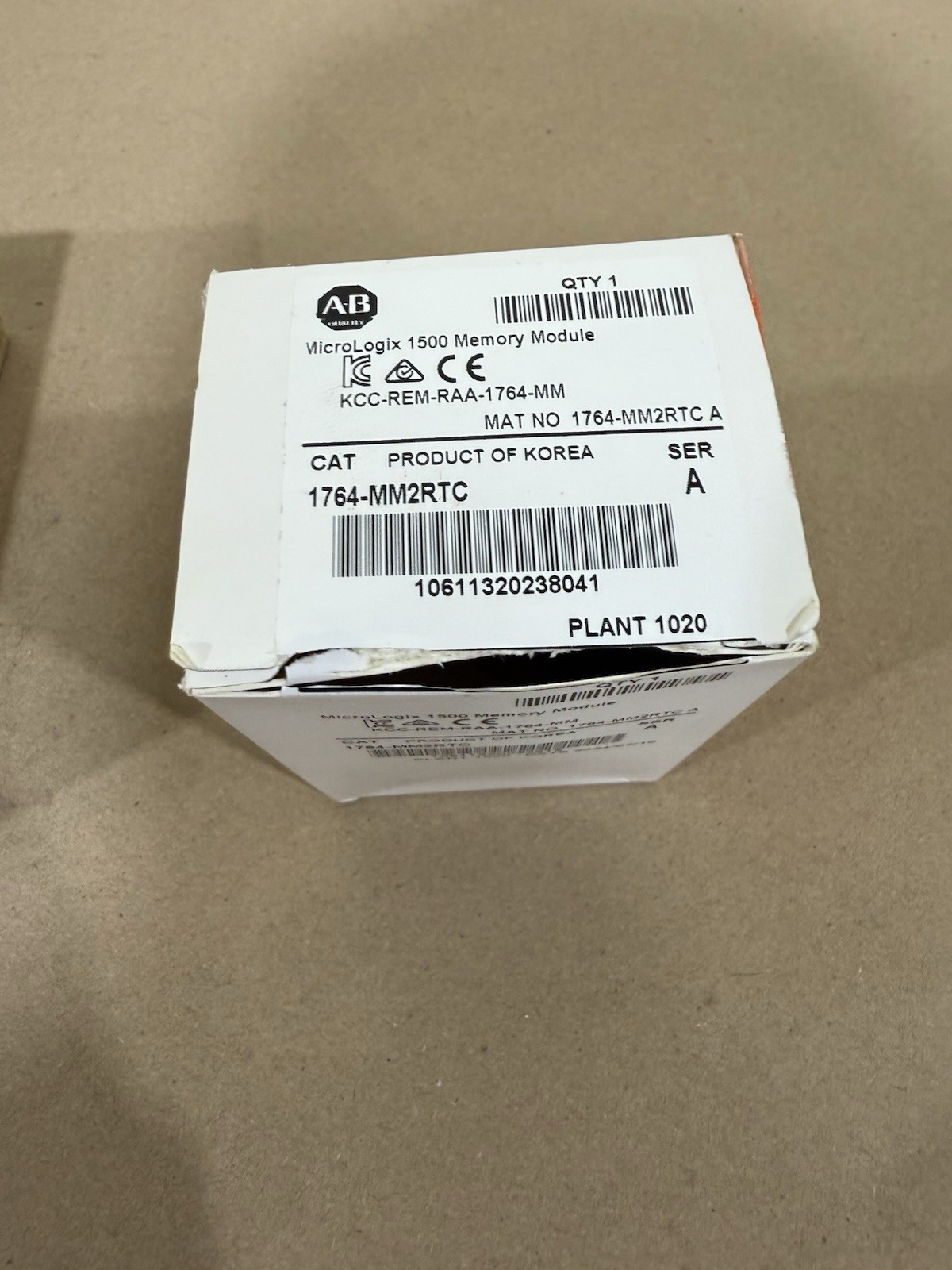 Surplus Open Allen Bradley 1764-MM2RTC Ser A MicroLogix 1500 16 KB Memory w/ RTC