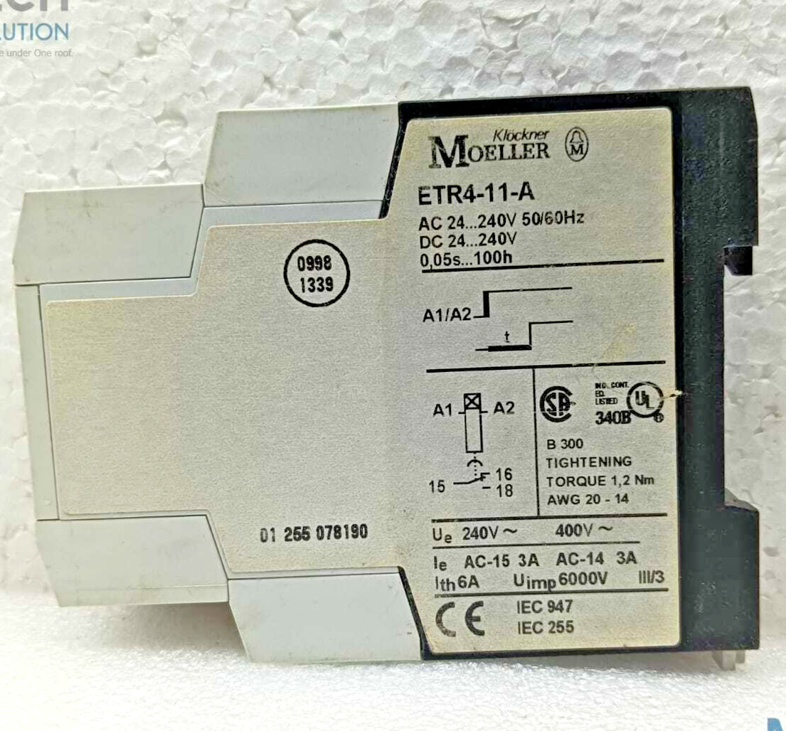 Eaton Moeller ETR4-11-A ON-Delay Time Relay 24-240V AC/DC 3A Industrial Timer