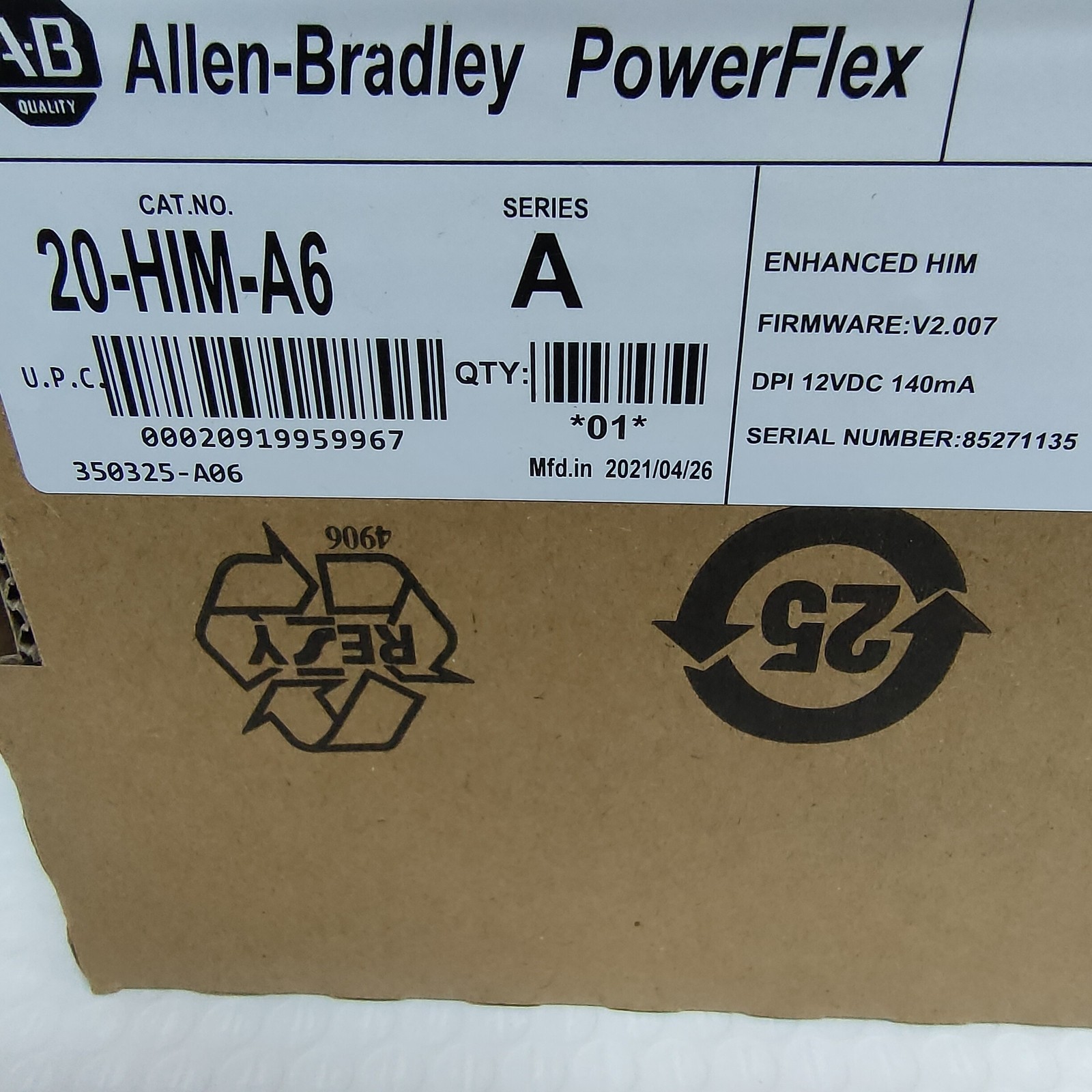 AB 20-HIM-A6 PoweFlex Enhanced HIM FW V2.007 12VFC New Sealed US Free Tax