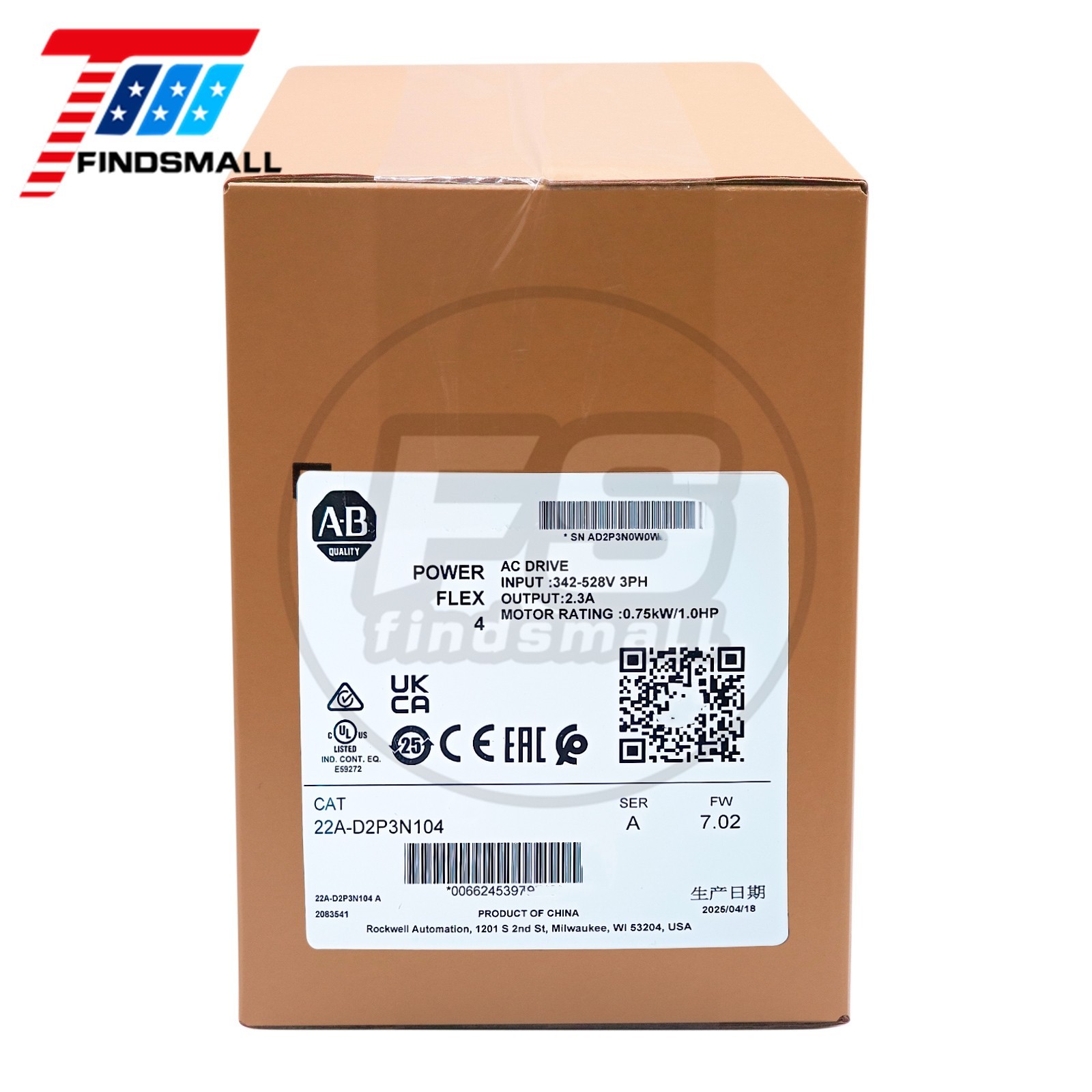 2025 New Factory Sealed 22A-D2P3N104 /A Allen Bradley Powerflex 4 AC Drive