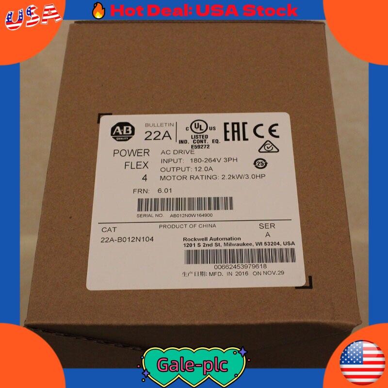 New AB 22A-B012N104 PowerFlex 4 2.2 kW 3 HP AC Drive 22AB012N104 US Free Tax