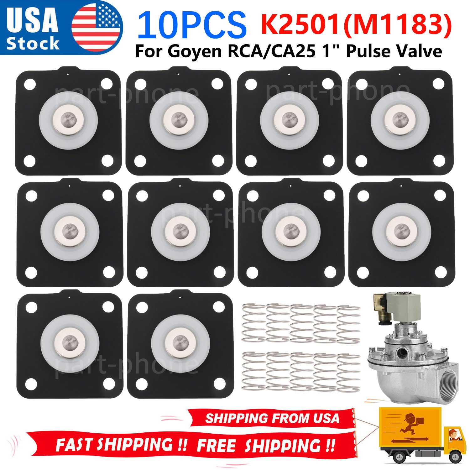 10PCS For PENTAIR GOYEN K2501(M1183) Diaphragm Repair Kit 1″ Pulse Valve