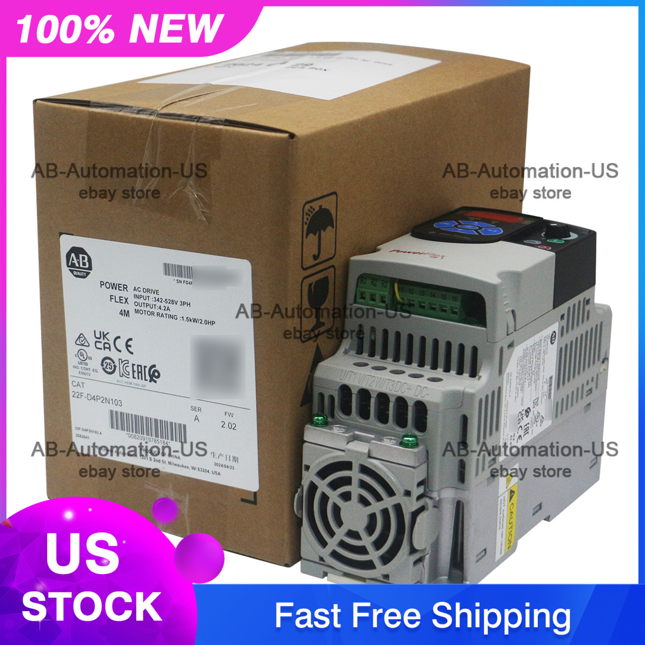 22F-D4P2N103 PowerFlex 4M- 1.5 kW (2 HP) AC Drive IP20 (Open) Allen Bradley