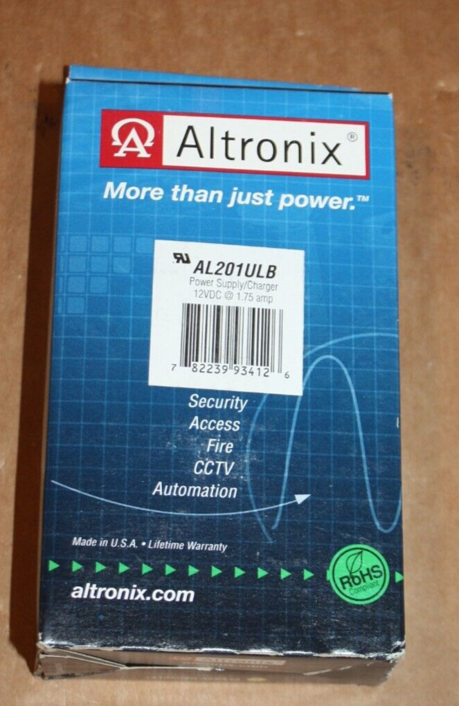ALTRONIX AL201ULB Power Supply Charger. 12vdc/1.75A NEW